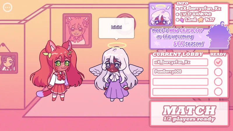 First scene of Online Obsession - character customisation screen with hair, skin, and pronoun options