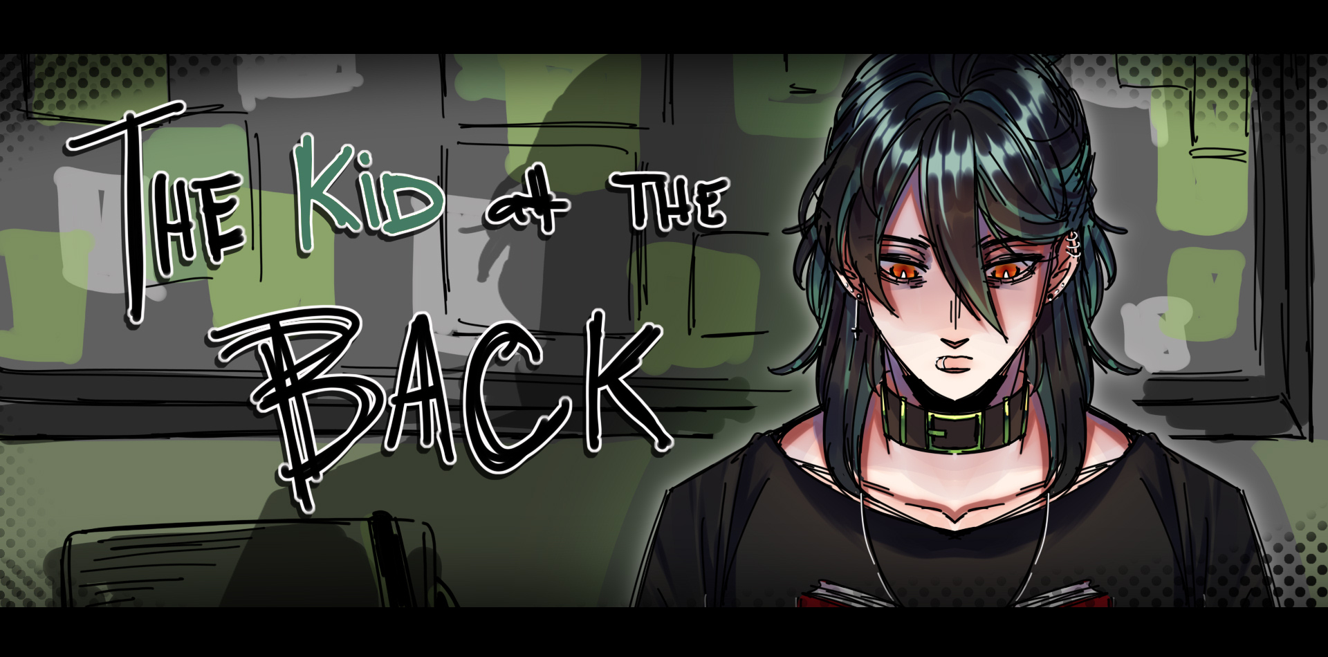 The Kid at the Back key art - a sinister child silhouette in the back of a school classroom